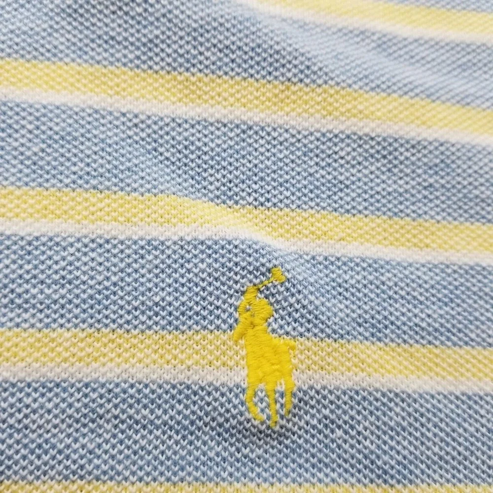 Vintage‎ Polo Ralph Lauren Shirt Mens Medium Yellow Striped Short Sleeve